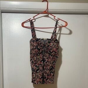 Floral Zip-Up Tank Top size medium